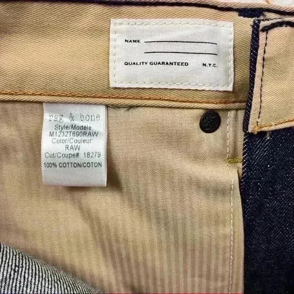 NWT Rag & Bone Fit 2 Raw Dark Wash Denim Slim Fit Full-Length Jeans Size 27/33 - Picture 11 of 14